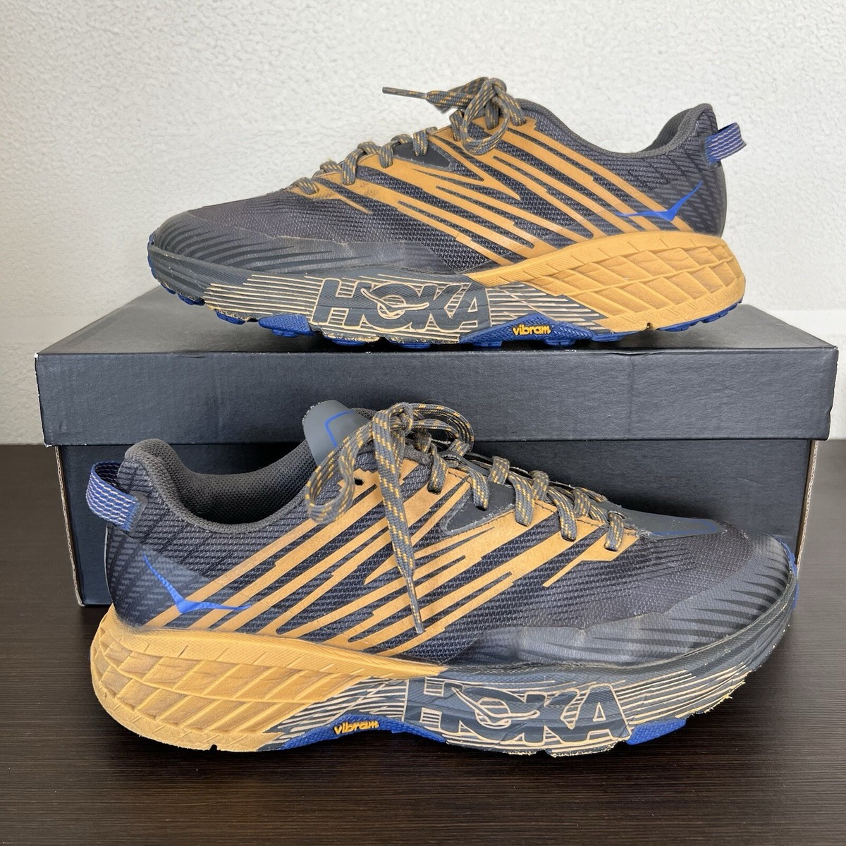 Hoka One One Speedgoat 4 Blue Orange Trail Hiking Shoes Men's 8 | eBay