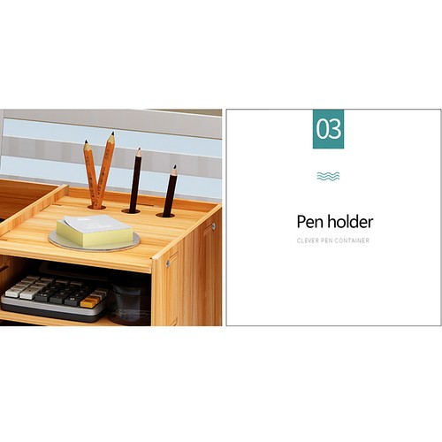 Wood Desk Organizer Home Office Desktop Storage Drawer Computer Holder + Lock - Picture 4 of 12