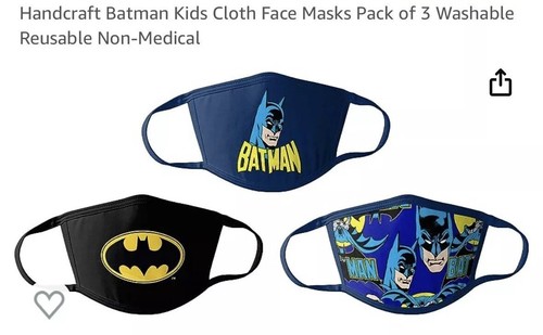 New Washable Batman Kids Face Masks - Pack of 3 - Picture 2 of 2