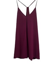 Alice + Olivia Fierra Burgundy Mini Silk  Dress Racerback Size XSmall XS