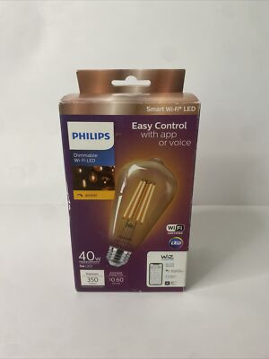 Philips WiFi Light Bulb Wireless 40W LED, WiZ Connected, Dimmable Amber Light