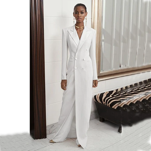 Womens Long Suit 2 Pieces Evening Party Slim Fit Long Jacket Wedding Outfit - Bild 8 von 13