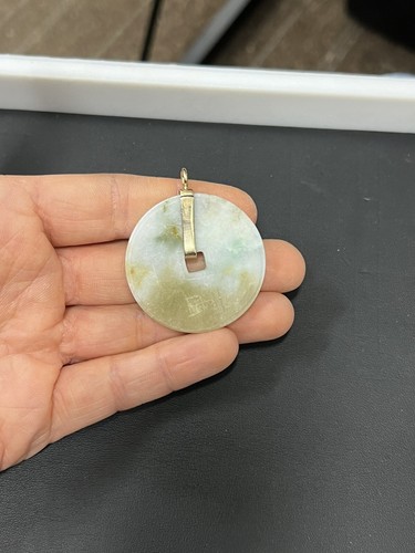 Vintage 12k Solid Gold Chinese Jade BI Disc Pendant ( 1.5" Dia. )( 19.8g ) - Picture 8 of 8