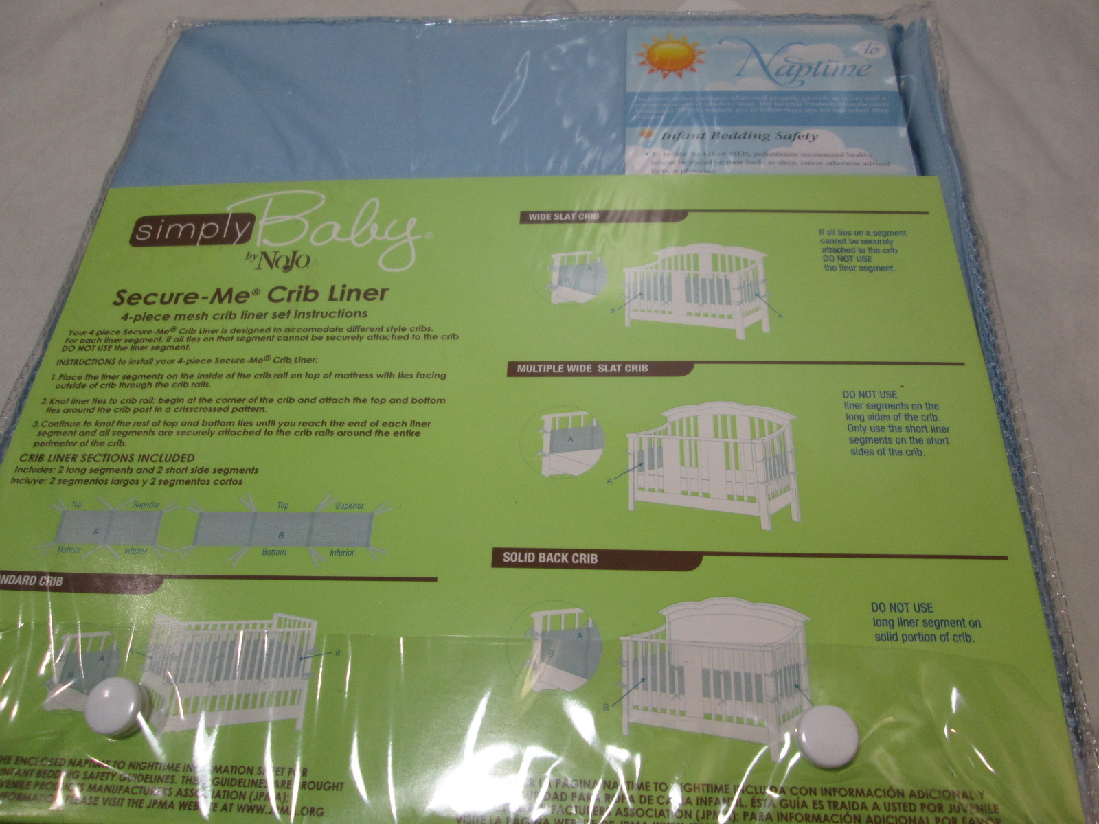 New Simply Baby by NoJo SecureMe Crib Liner Fourpiece Design Blue