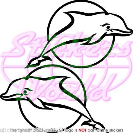 DOLPHIN Dauphin Delfin Vinyl Bumper Decals Stickers, 8"(203mm) x2 ANY COLOR - Picture 1 of 1