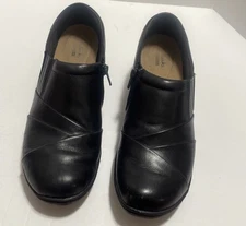 Clarks Collection Black Slip On Wedge Clog Comfort Side Zip Shoes Sz 7