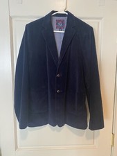 Brooks Brothers Boys Size XL Navy blue Corduroy Blazer 2 Leather Button Cotton