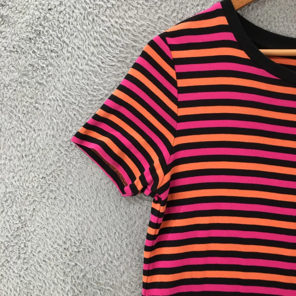 Calvin Klein 迷你连衣裙女式 L 多色条纹棉质短袖休闲 — 第 3/4 张图片