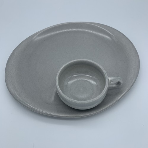 russel wright american modern steubenville Hostess Plate W/ Cup Gray - Picture 4 of 4