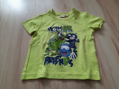BERTI NKD T - Shirt Kurzarm Gr. 86 Kinder Top gelb - grün Monster