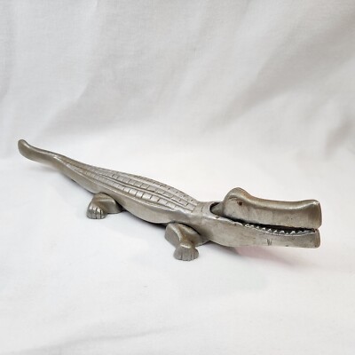 Vtg Cast Aluminum Alligator Nutcracker 2 Pc Crocodile 1980 