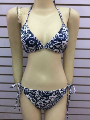 gypsohila★Healthy Bikini(Black×White 36) Women's Curve Love Halter String Triangle Bikini Top
