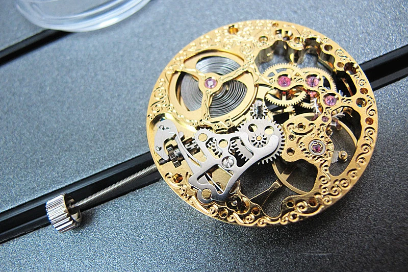 Rose Golden Hollow 17 Jewels 6497 Hand Winding Watch Wristwatch Movement  - Image 3 of 4