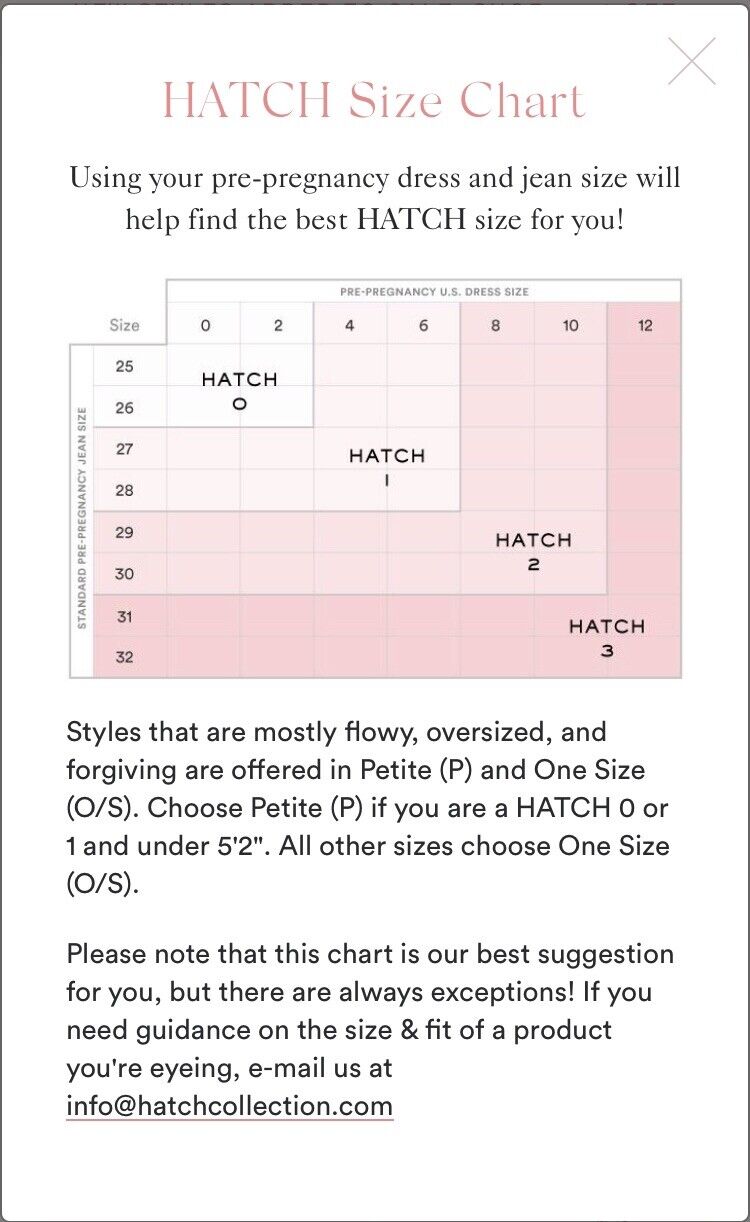 Hatch Size Chart