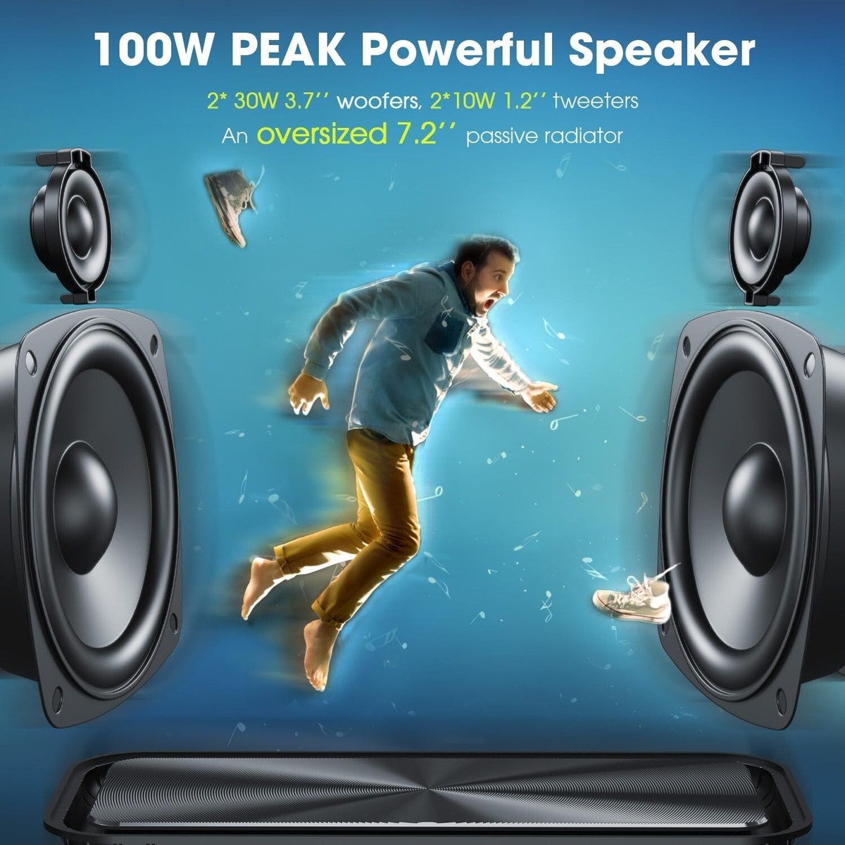 W-KING Portable Loud Bluetooth Speakers with Subwoofer