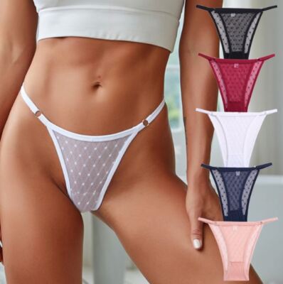 5 Pack Lot Sexy Womens See Through Sheer G string Panties Underwear Thongs Brief