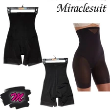 NWD Miraclesuit M Extra Firm Tummy-Control Sheer Trim Thigh Slimmer 2789 Black