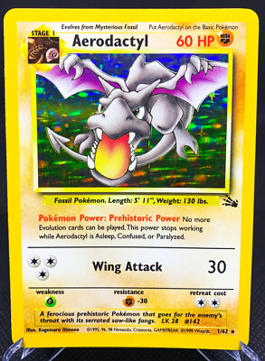 Aerodactyl HOLO Pokemon Card WOTC Base Set Fossil 1999 1/62 | eBay