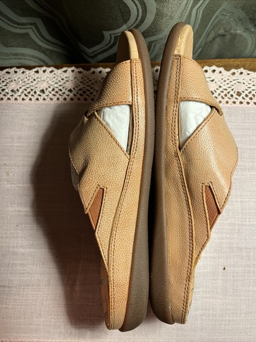 NUEVAS Sandalias para mujer Bellota Deslizante Marrón Cuero Talla 7 - Imagen 2 de 4