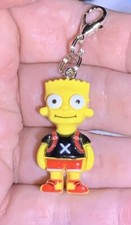Silver Bart Simpson From The Simpsons Charm Zipper Pull Keychain Add On Clip