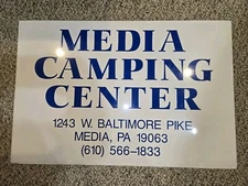 Vintage 1980s Media Camping Center Sign,Delco,Delaware County,Pennsylvania,30x20