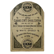 Victorian trade card Clarks ONT Spool Cotton Thread “the Lady Who Reads This B31