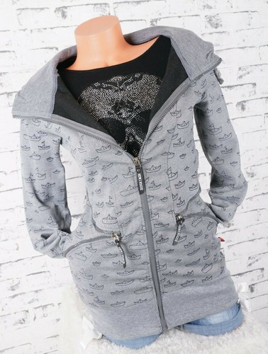 Damen Piquet Jacke Slim Fit Kapuze Hoodie Fleece angeraut Boote S M L XL 2XL - Bild 27 von 59