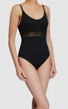 $254 Lise Charmel Womens Black Ajourage Couture Scoop-Neck 1-Piece Swimsuit Sz M