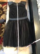 Mustard Seed Lace Knee Length Dress Black Sleeveless Round Neck - Size S