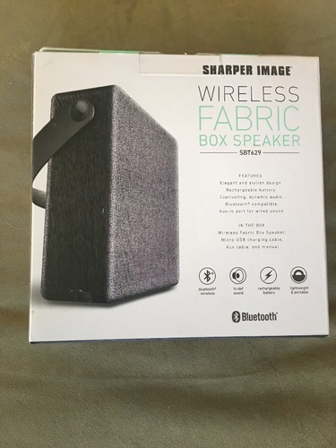 SHARPER IMAGE Wireless Bluetooth Fabric Box Speaker Item #SBT629 NEW in Box - Picture 2 of 5