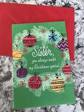 Merry Christmas Sister You Make Christmas Special 5.5”x8” Hallmark Greeting Card