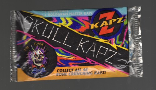 Skull Kapz Pogs Vintage Factory Sealed Pack, 5 Skull Kapz + 1 Holographic Kapz - Picture 2 of 4