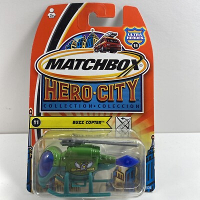 Matchbox 2004 Ultra Heroes Series #11 Buzz Copter Green Hero City News