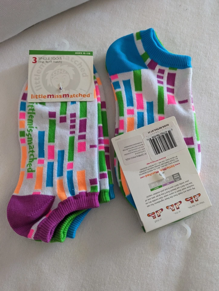 Nuevo con etiquetas LittleMissMatch, 2 paquetes de 3 calcetines, edades 10-110 lindo Mix'n-Match'n Foto 2 de 4