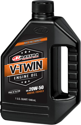 Maxima Racing 1 Quart Conventional Mineral 20W-50 Motorcycle V-Twin Engine Oil