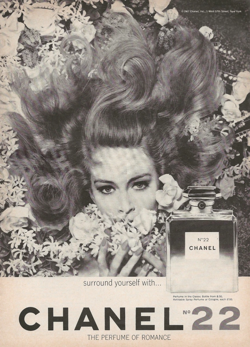 1967 Chanel No 22 Perfume of Romance Floral Woman Original Print