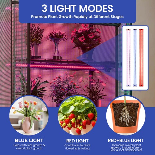 Portable Mini Greenhouse Indoor Outdoor with 4 Tier Storage Shelf & LED Lights - Picture 5 of 11