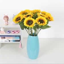 5/10×Artifical Sunflowers Fake Silk Flower Floral Single Stem Bouquet Home Decor