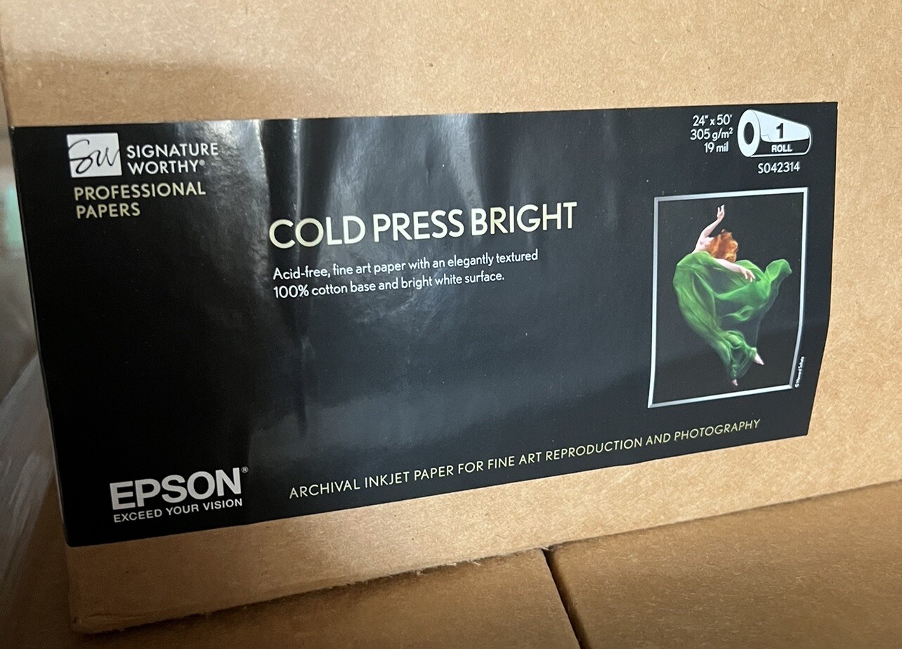 Epson Cold Press Bright 24”x50’ Roll Paper Archival Inkjet Paper