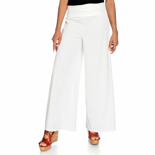 V. by Vanessa Williams Ruched Waist Fold-over Wide Leg Palazzo Pants Size M~L - Picture 6 of 8
