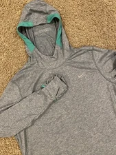 Nike Running Green Performance Top Shirt Womens XL Zip Pocket Base Layer Hoodie