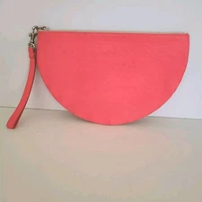 Rebecca Minkoff X By Rosie Jane Feminist Leather Tan Pink Wristlet Zip Half Moon