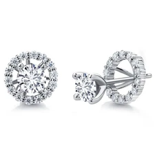 925 Sterling Silver Women Stud Earrings with Removable Jackets  Lab Grown