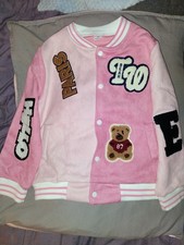 Girls Letterman Style Varsity Jacket Size 6y Pink And White