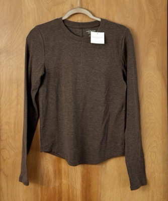 American Eagle Women's AE Long Sleeve Cozy Crew Neck T-Shirt Brown Size L NWT