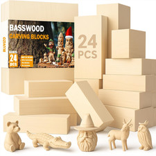 Carving Blocks 24PCS - Soft Basswood Woodworking Blanks in 3 Sizes