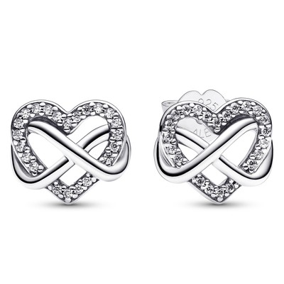 PANDORA Schmuck Damen-Ohrstecker Funkelndes Unendlichkeits-Herz Silber 292667C01
