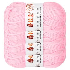 4PCS Crocheting Yarn, Pink 4 Ply Acrylic Yarn 200g,394 Yards Total
