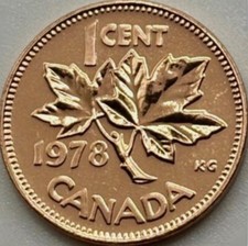 Uncirculated 1978 Canada 1 Cent Penny Coin - PROOF LIKE! Beautiful Detail!