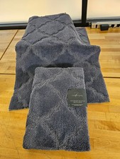2 PACK - Charisma Drylon Trellis Bath Rugs Grey Flint Stone 24in x 36in